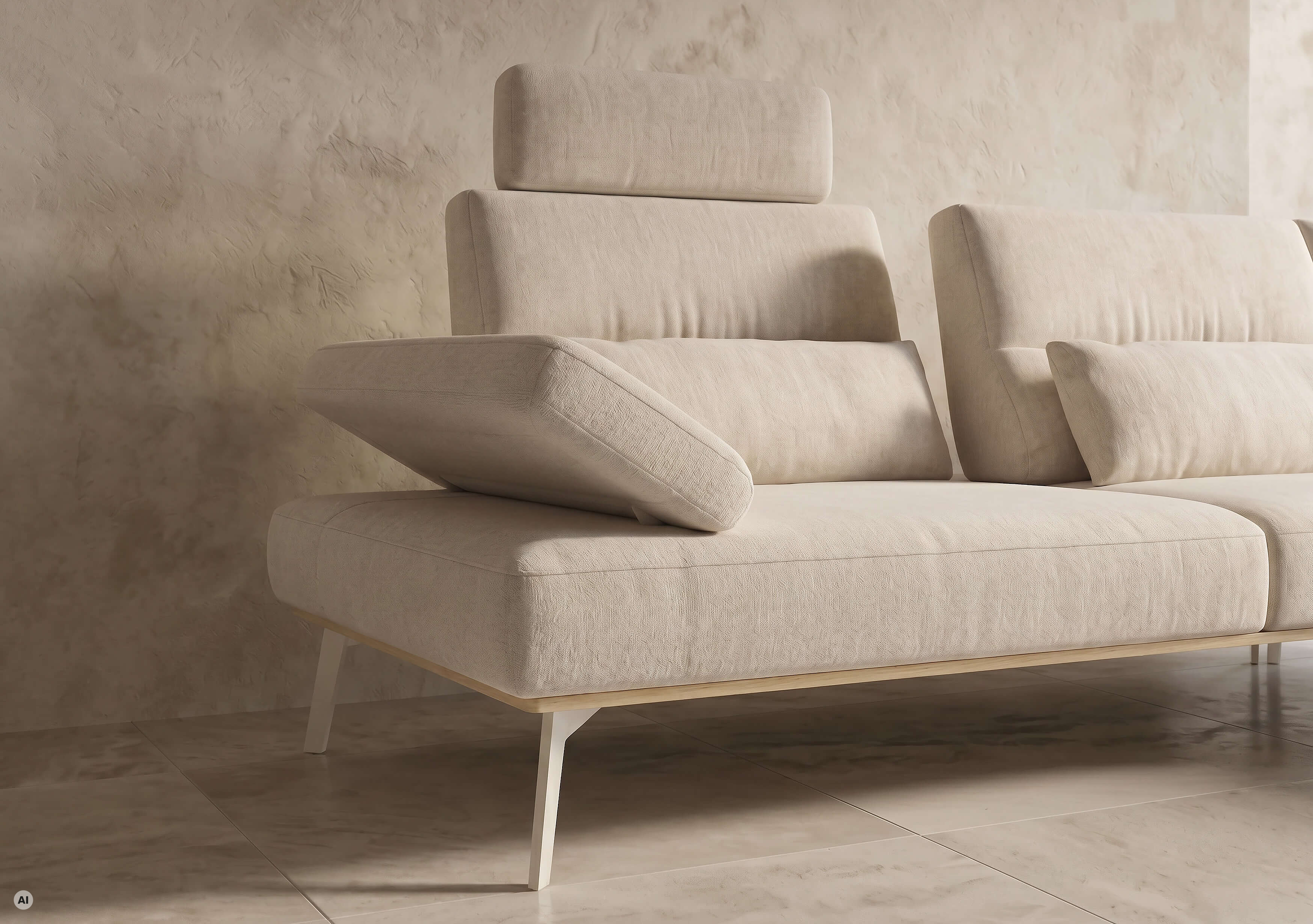 Ecksofa Tomeo in Bezug Roma in der Farbe Nature im Detail
