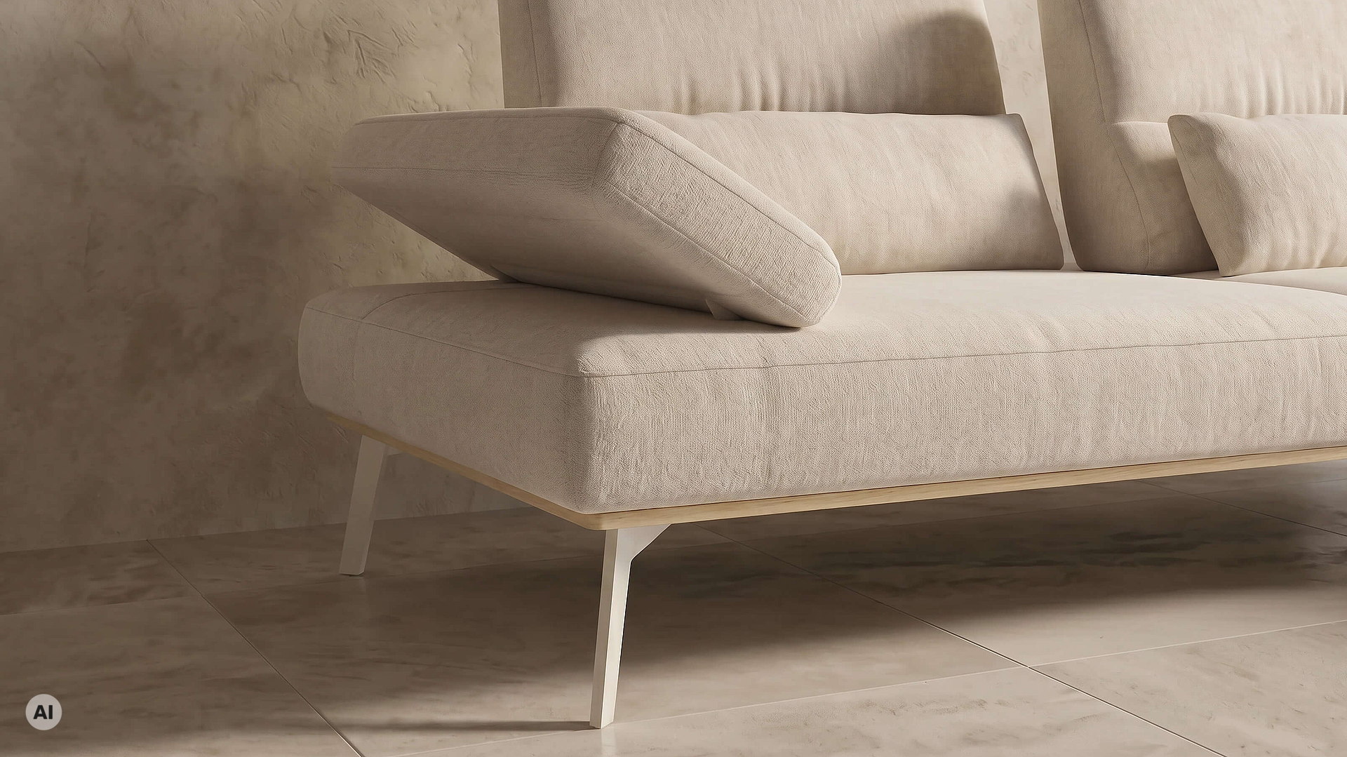Ecksofa Tomeo in Bezug Roma in der Farbe Nature im Detail
