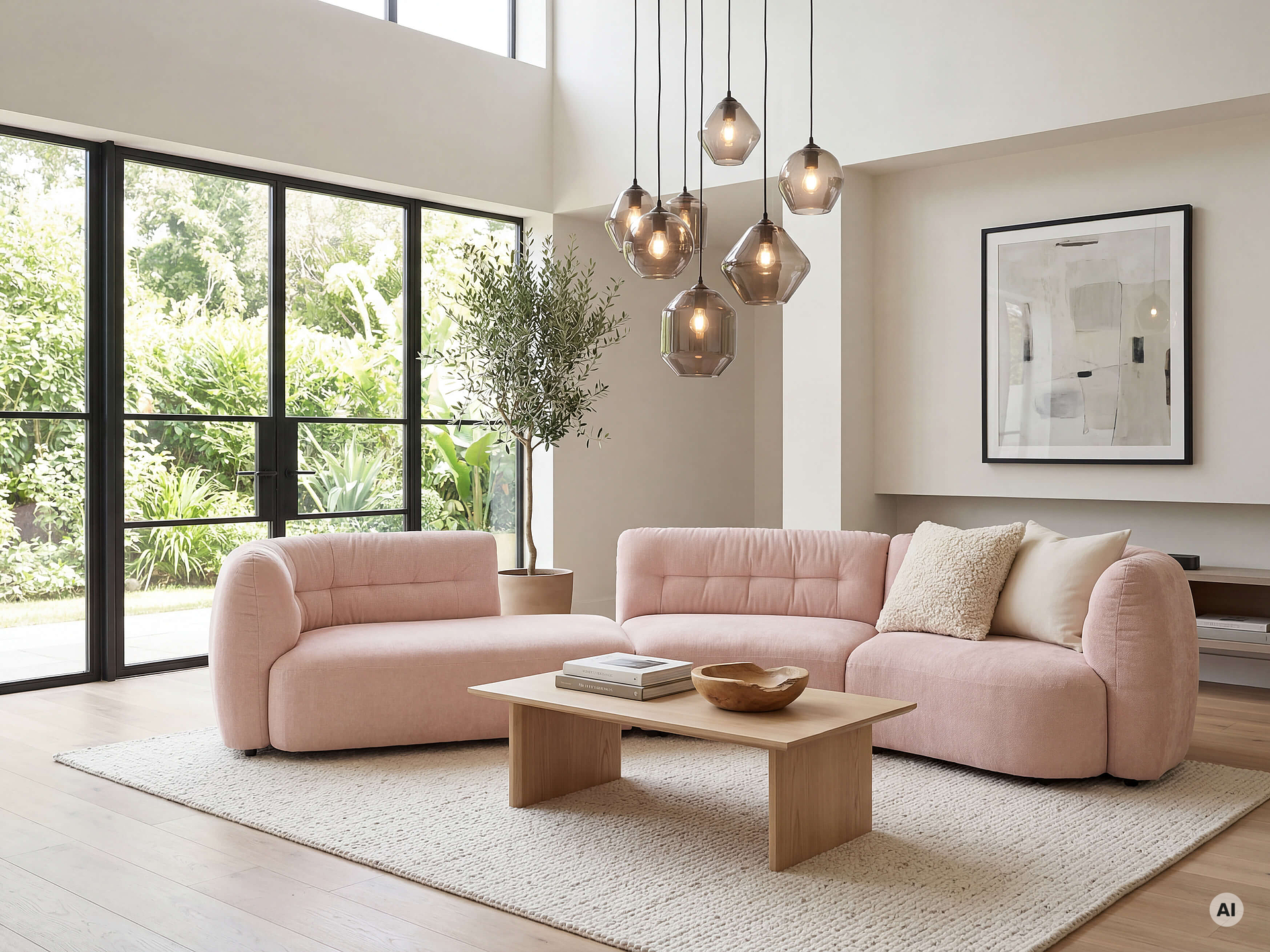 Einzelsofa in Bezug Novara Clean in der Farbe Rosa in Wohnambiente