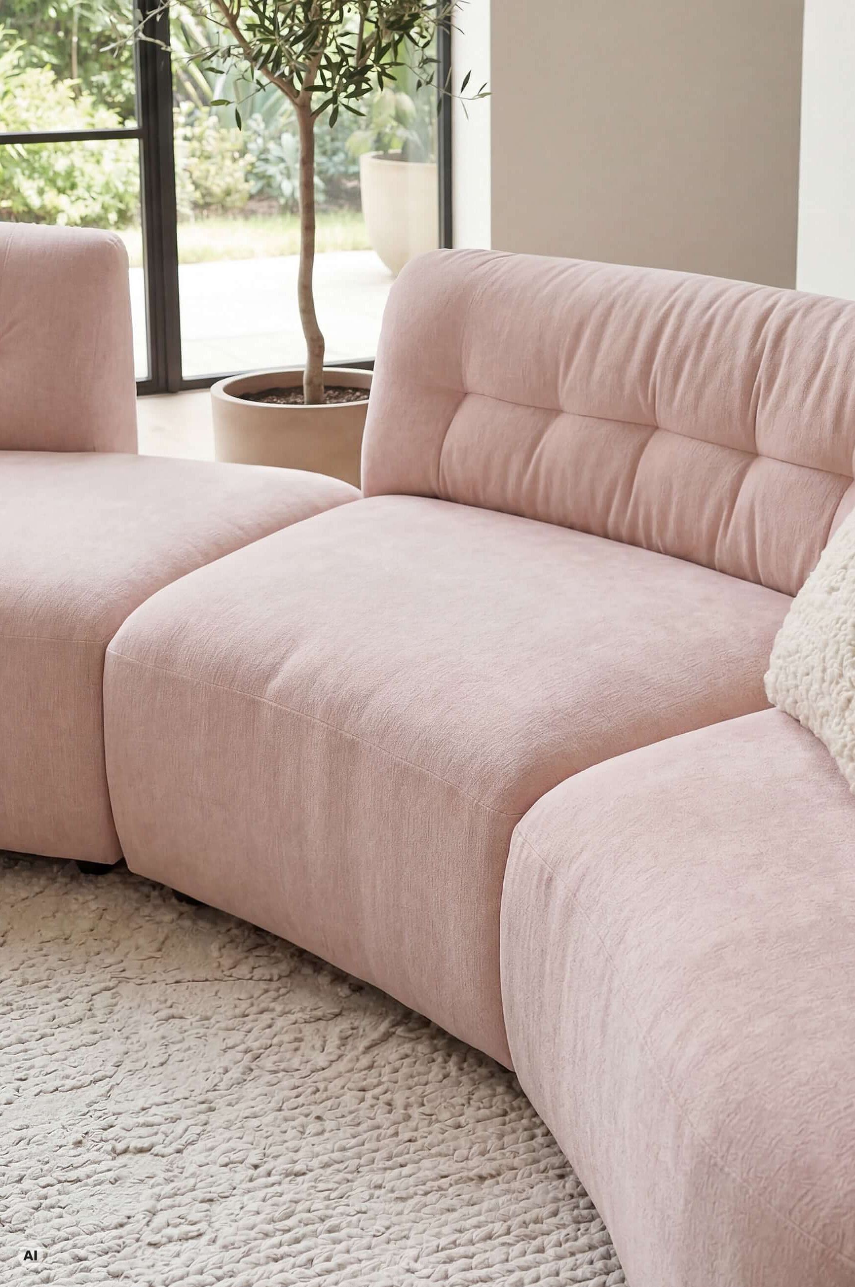 Wohnlandschaft Amazing in Bezug Novara-Clean in der Farbe Rosa im Detail