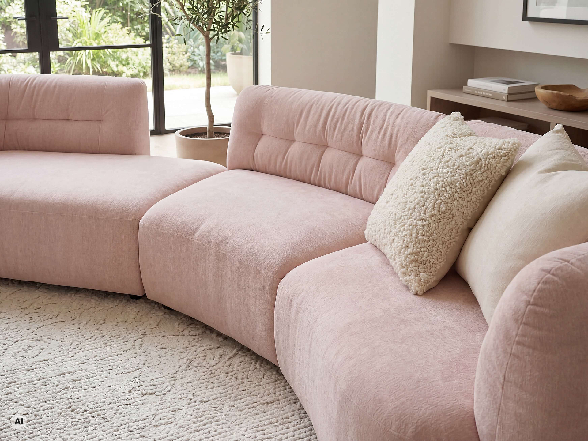 Wohnlandschaft Amazing in Bezug Novara-Clean in der Farbe Rosa im Detail