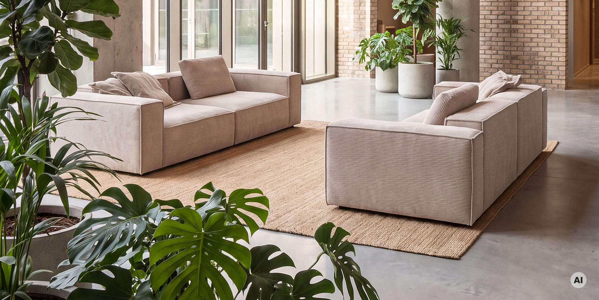 Einzelsofa Watertown in einer lichtdurchfluteten Hotellobby