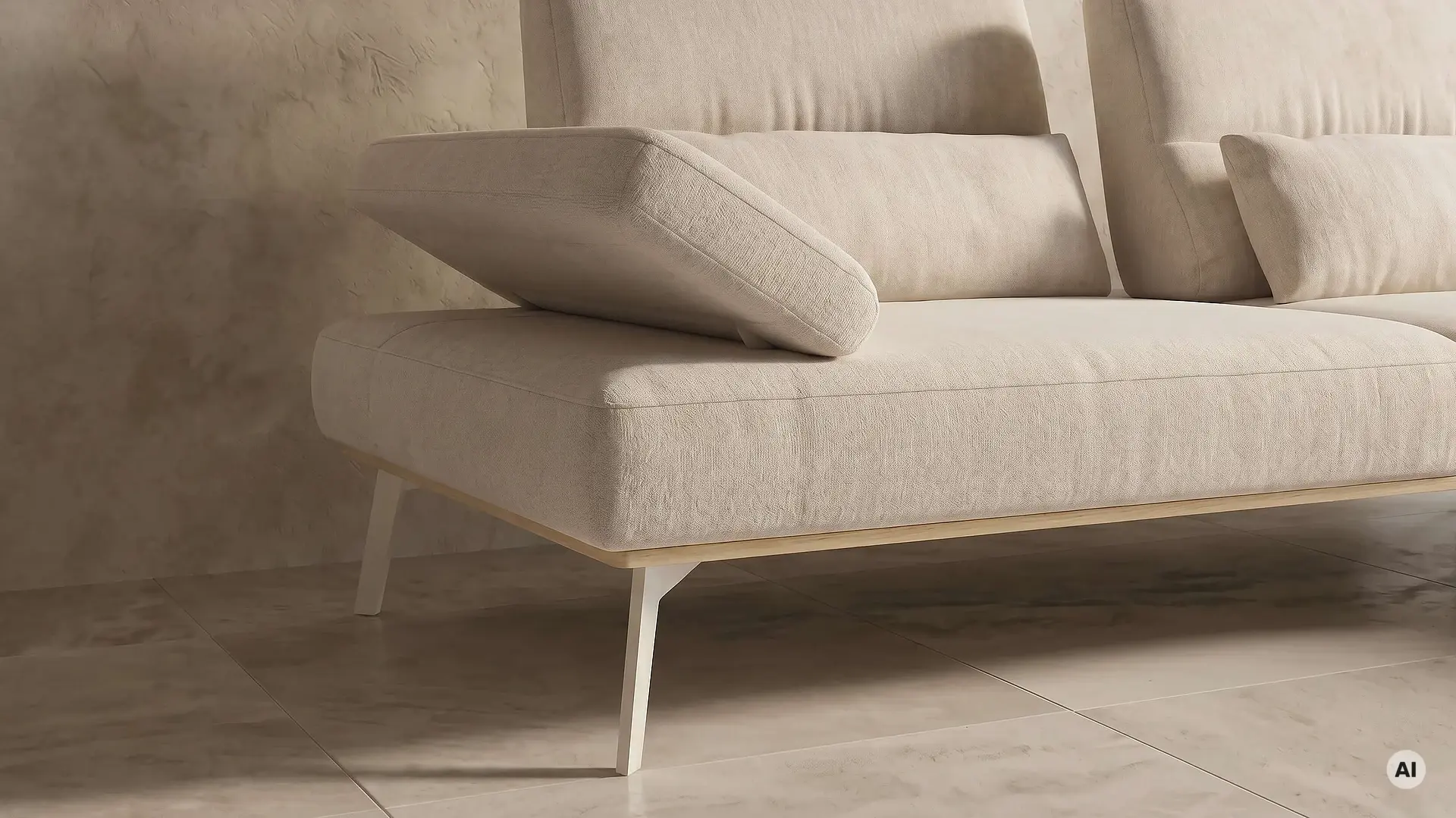 Ecksofa Tomeo in Bezug Roma in der Farbe Nature im Detail