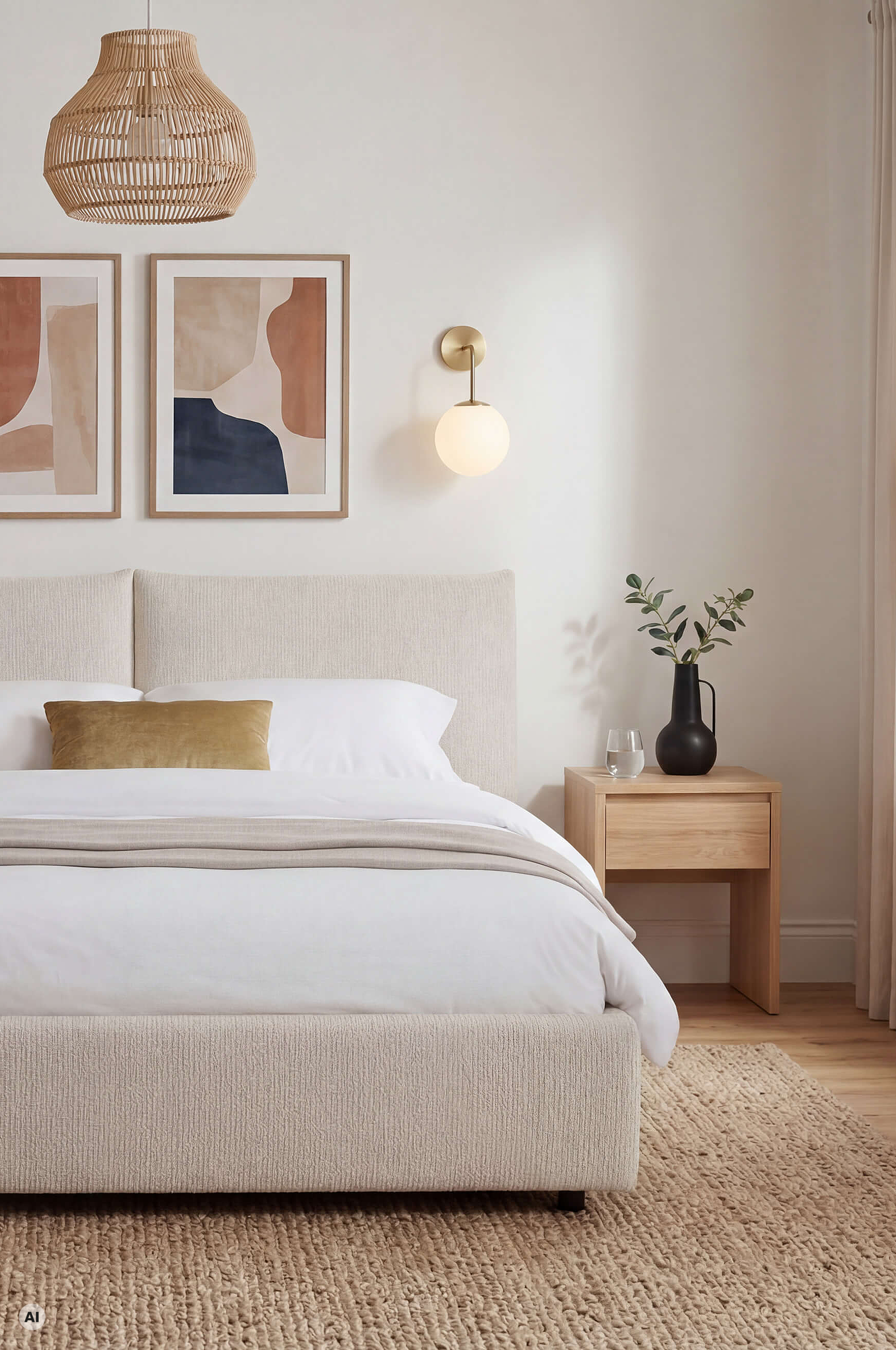 Doppelbett Horus 2.0 in Bezug Milano in der Farbe Snow in Wohnambiente