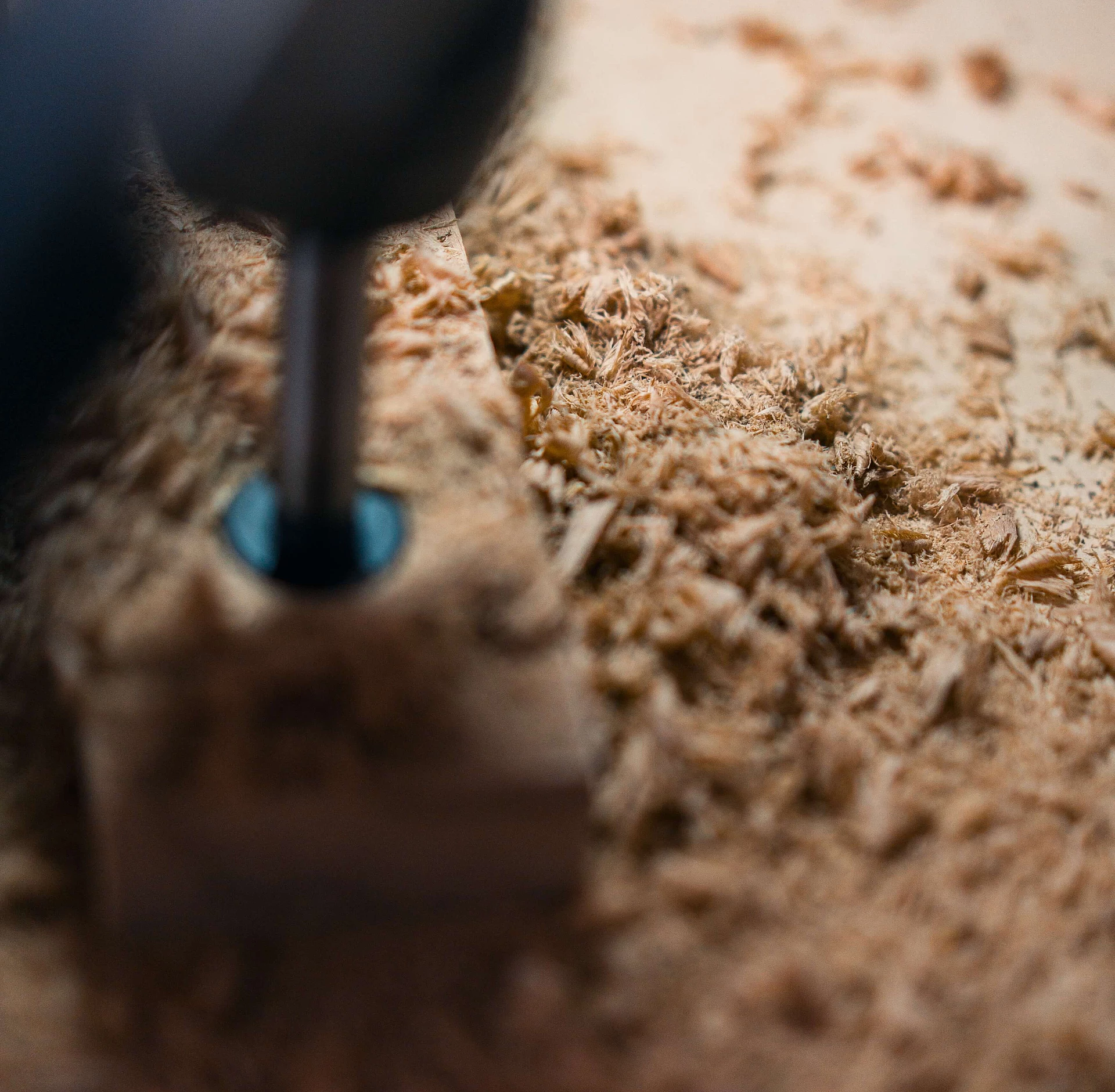 Close-up of woodworking in furniture production